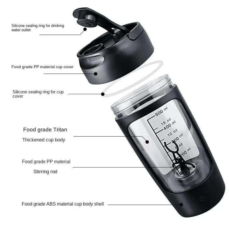 Electric Portable Whey Protein Shaker Bottle - BRILLANTREE