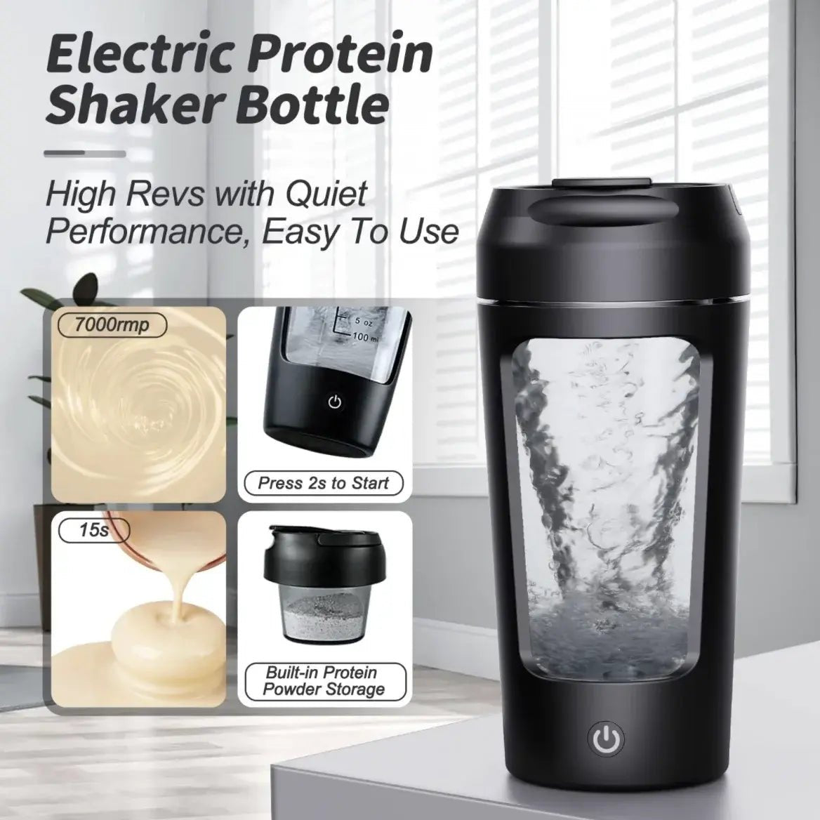 Electric Portable Whey Protein Shaker Bottle - BRILLANTREE